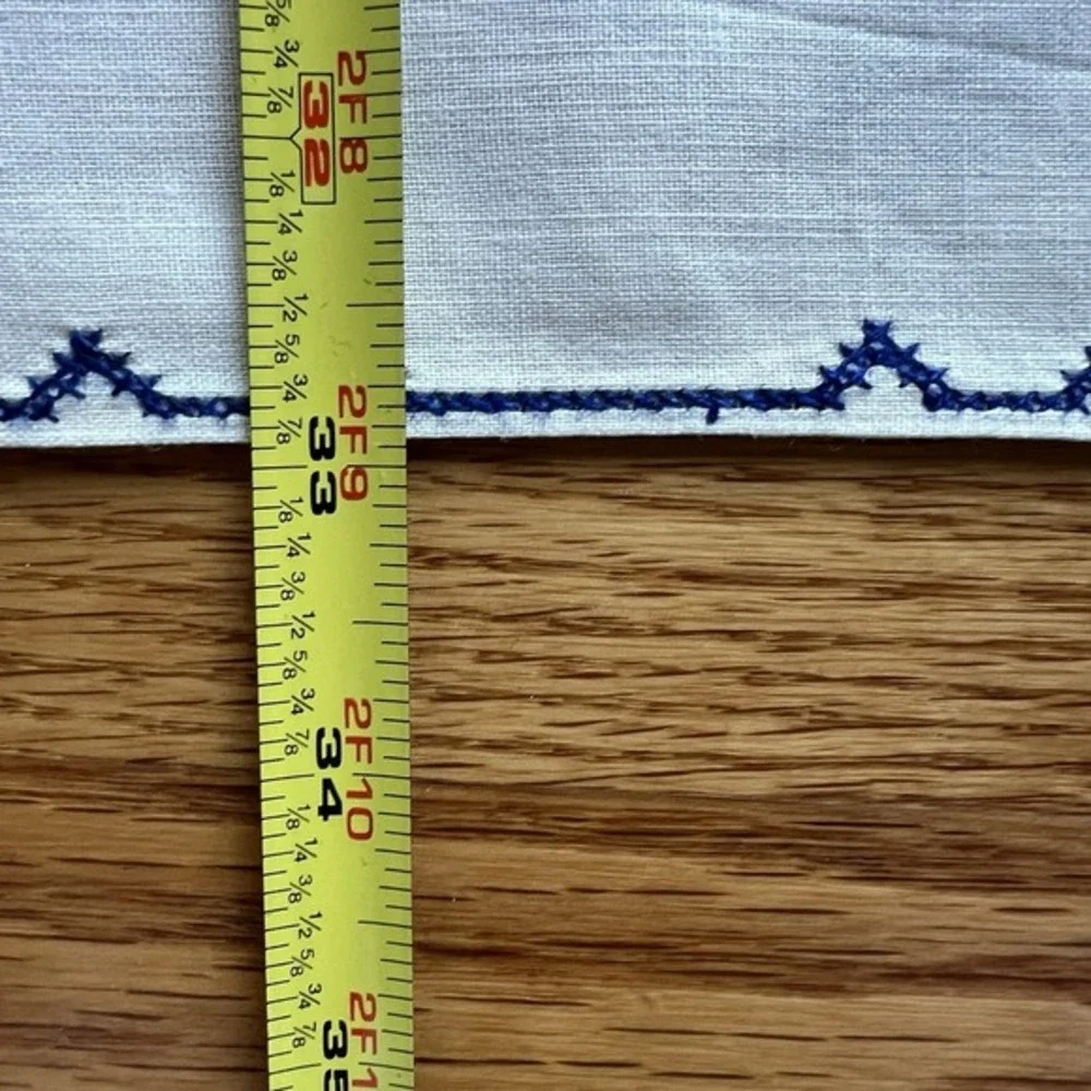 Vintage Linen Embroidered Table Topper & 6 Napkins Cottagecore Shabby Chic Italy